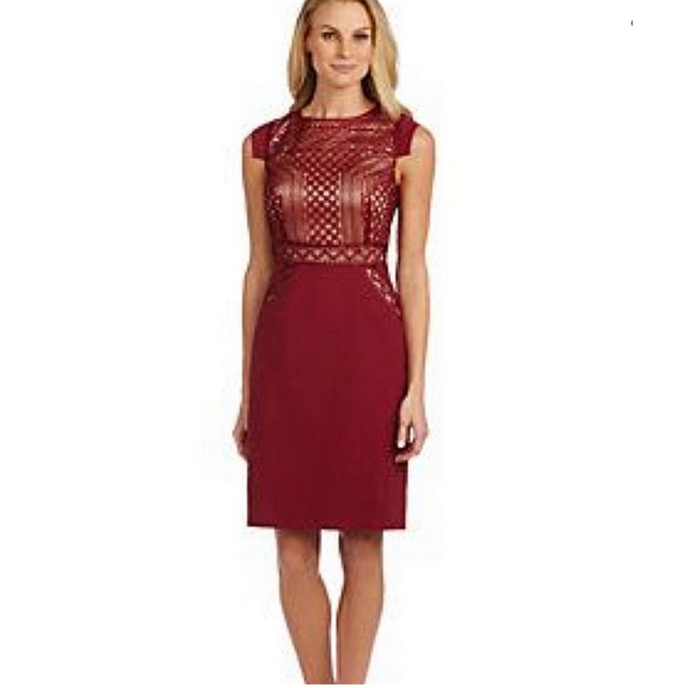 EUC Antonio Melani Ruby red burgandy  sheath dress size 2